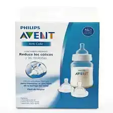 AVENT 260ml. MAMADERA 260ML + 2 TETINAS (3M+ Y 6M+) ----- AVENT