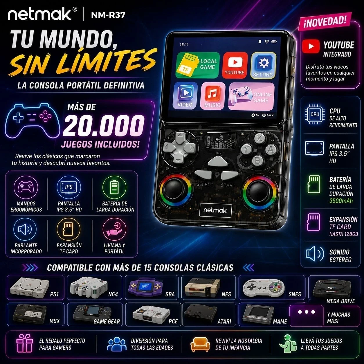 Consola Retro NETMAK “NM R-37