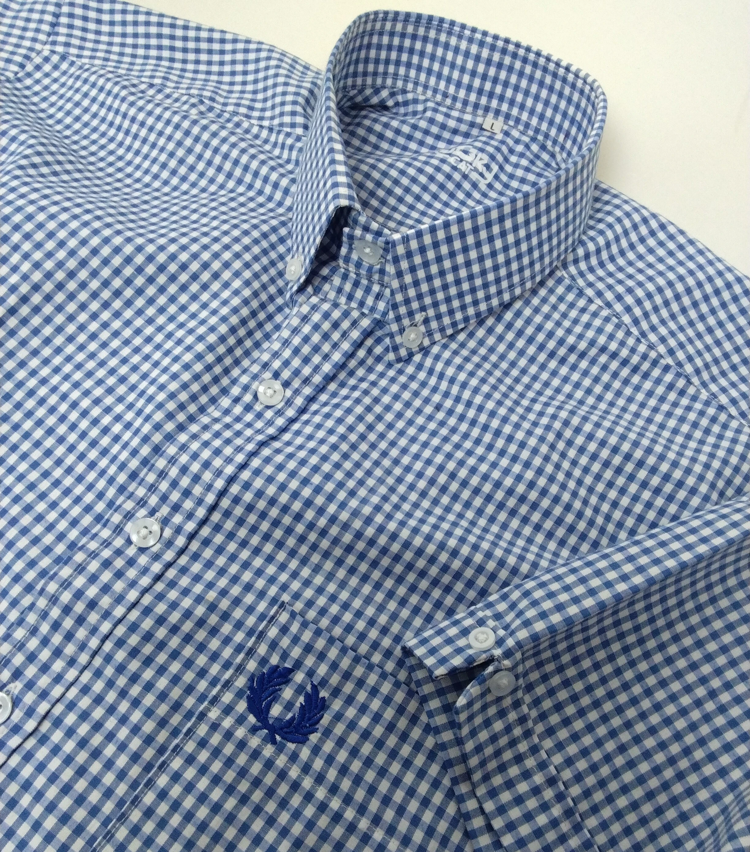 Camisa cuadros azules manga corta 2