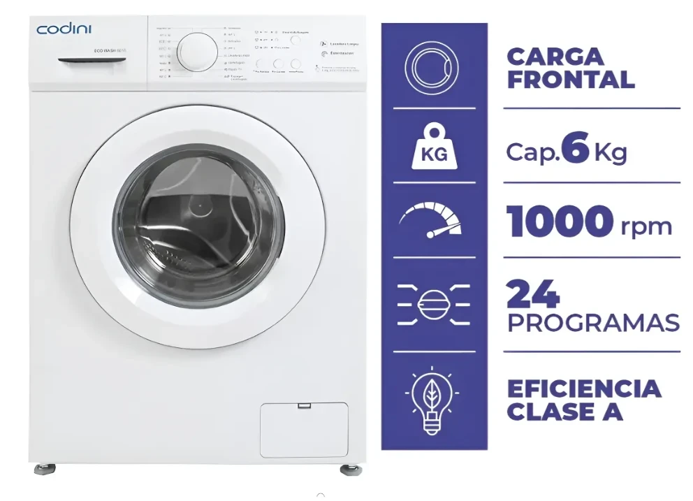 LAVARROPAS CODINI AUTOMATICO INVERTER  6KG ECOWASH 6510 BLANCO 