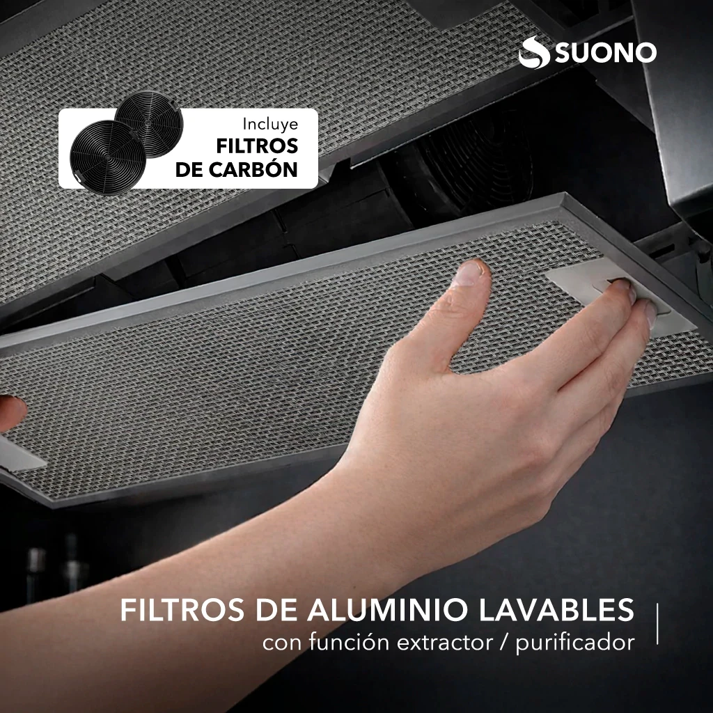 Campana SUONO Extractora Extensible Retráctil 60 cm Purificadora 130W 4