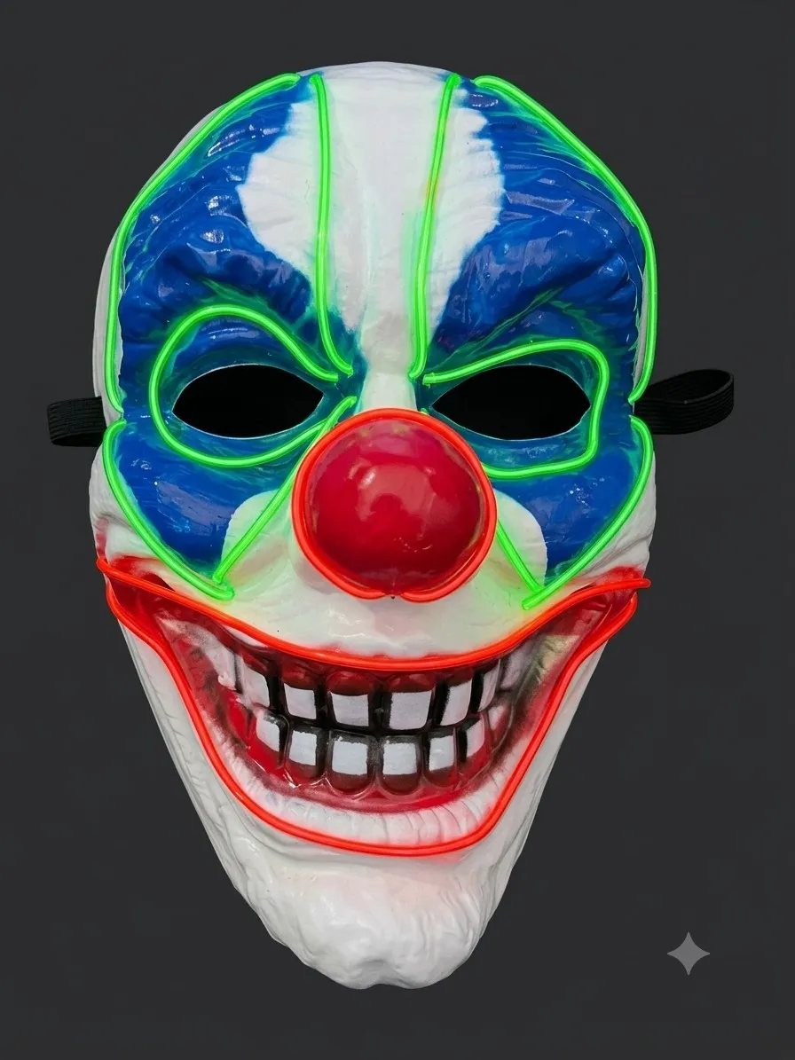 Mascara rigida doble hilo led payaso sonriente  2
