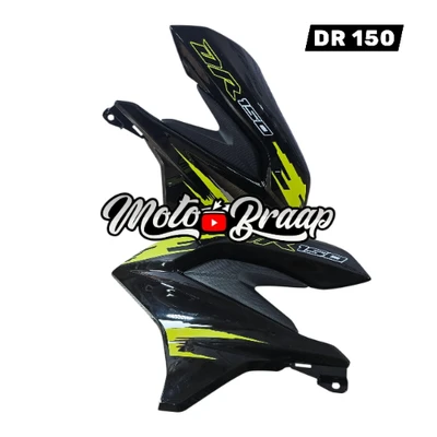 PL DR 150 Tapa tanque negra con calcomanias amarillas ( par)