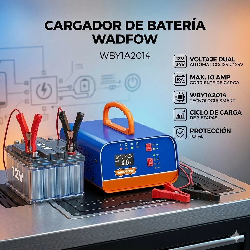 Cargador de Batería Automático Wadfow 12-24v 10Amp WBY1A2014