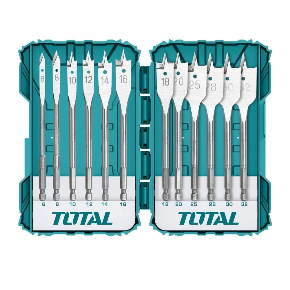 TACSDL1201 Set de brocas planas para madera 12 piezas total