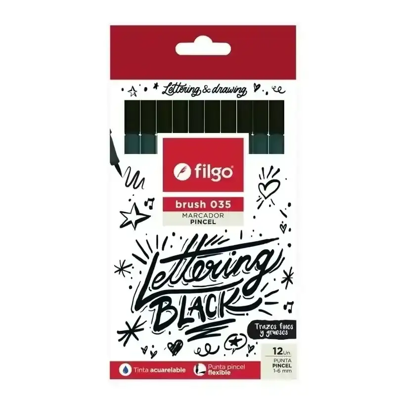 Marcador Filgo Punta Pincel Negro 