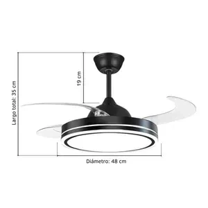 VENTILADOR DE TECHO DINAX 4 ASPAS RETRACTILES BLANCO 3