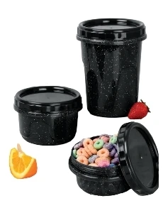 SET DE 3 RECIPIENTES CILINDRICOS PELTRE NEGRO DE PLASTICO