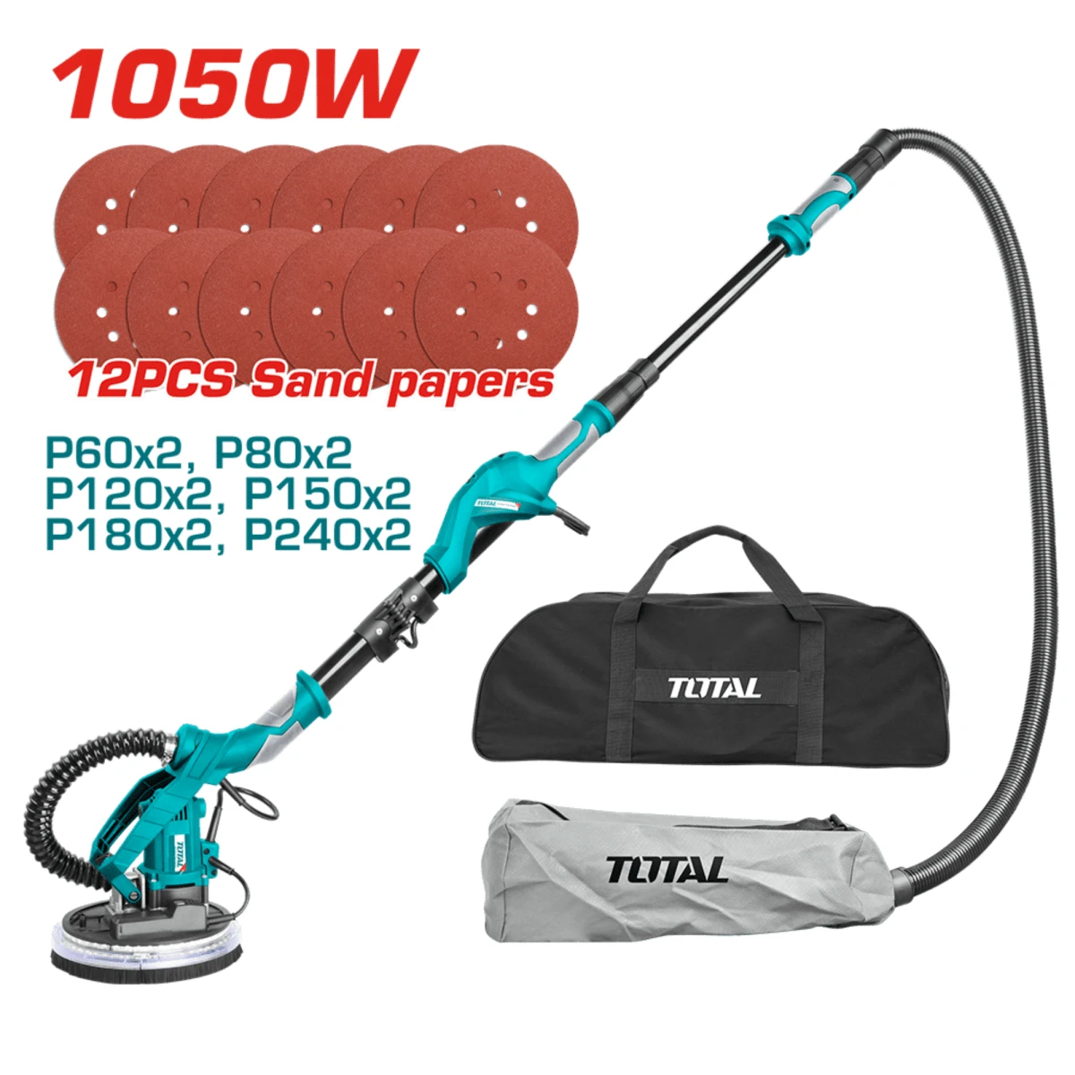 TWS10501-TT5006-2 Lijadora de pared y techo telescopica 1050w + pistola de pintar 550w aluminio total  2