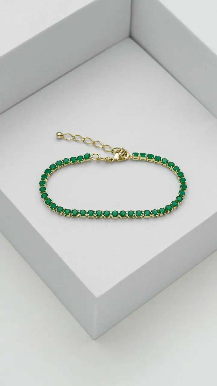 Pulsera Circonias Verde Unisex 16cms + Extensor  4