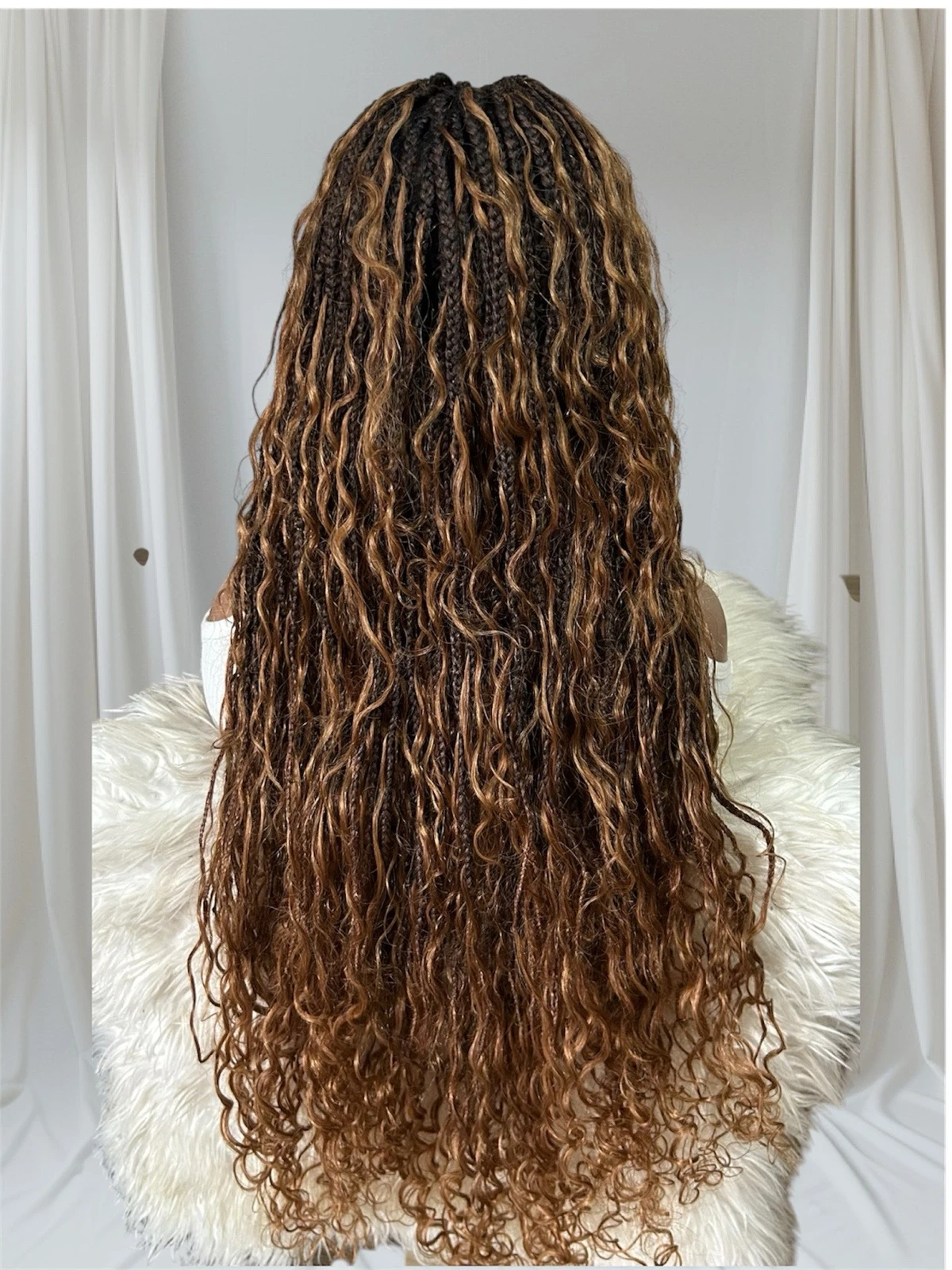 Pelucas de cabello humano  Bohemias con trenzas sinteticas de 30 pulgadas, frontal 360 4