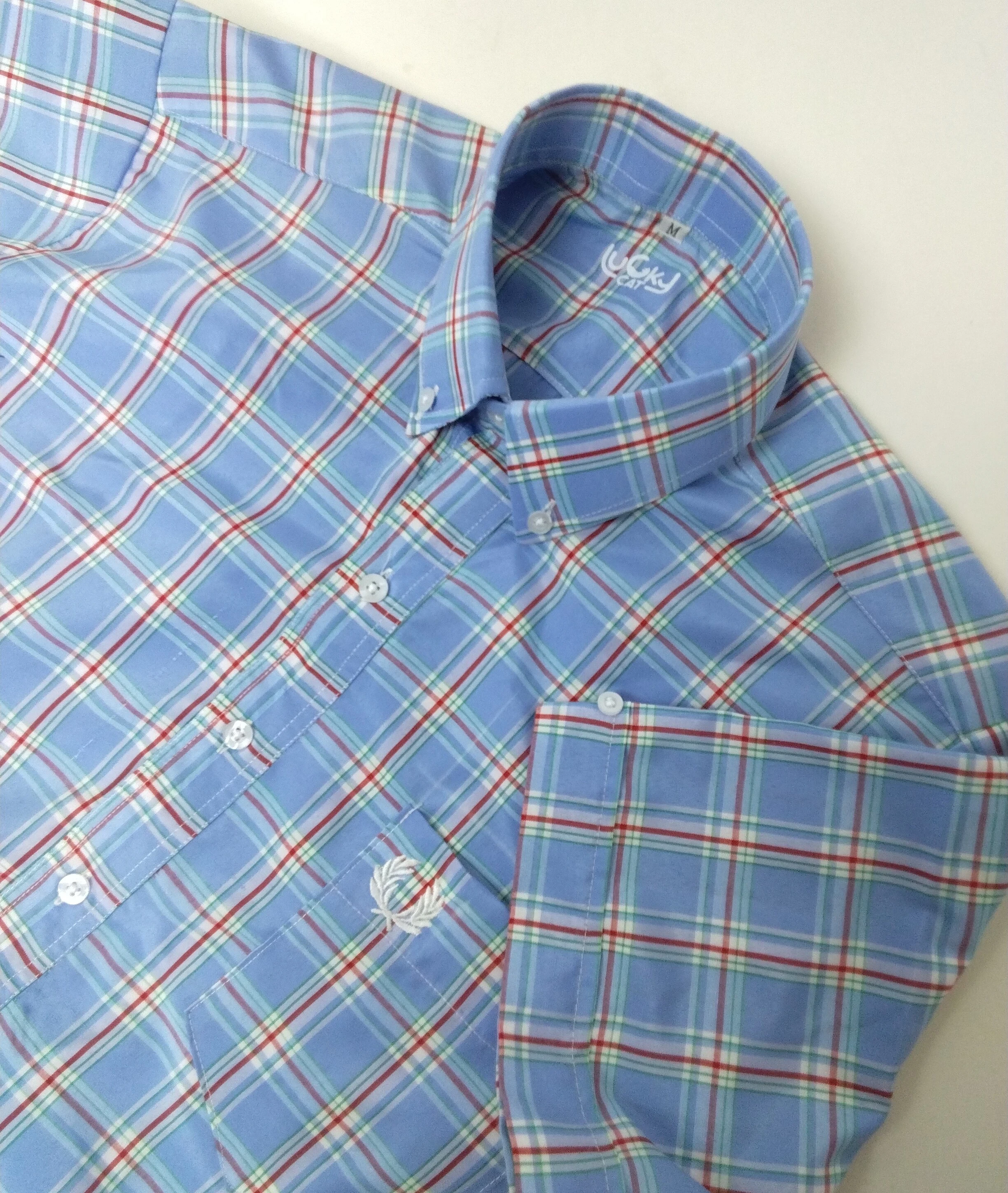 Camisa cuadros  grandes azul claro 