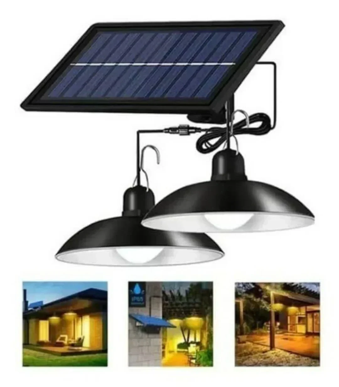 Lámpara Solar Led Colgante 2 Focos 2