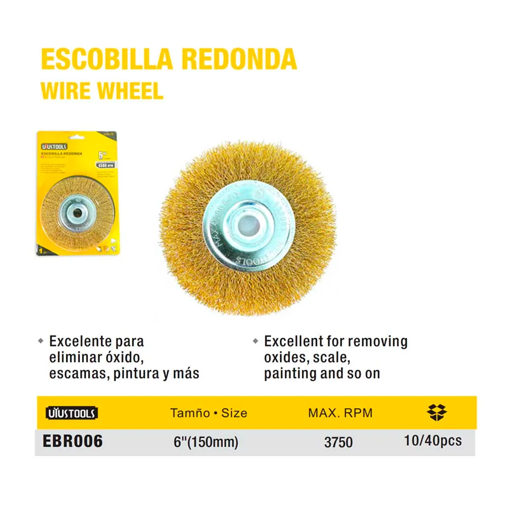 ESCOBILLA REDONDA PLA UYUST dorado 6" (150mm)