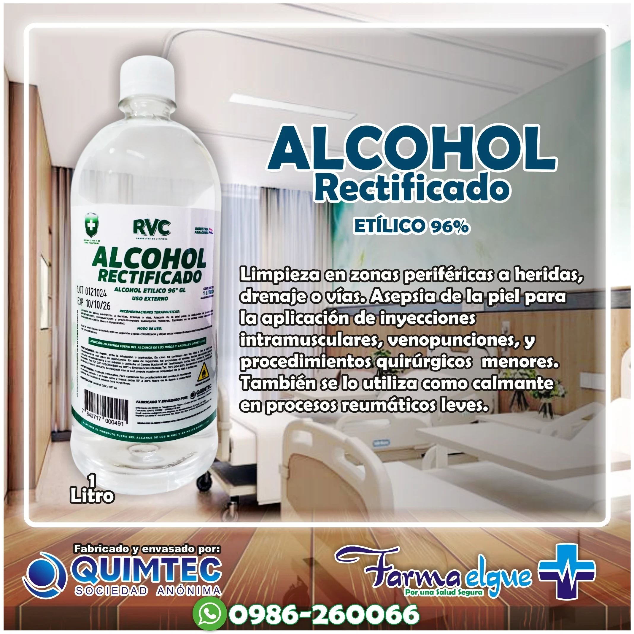 Alcohol RVC 96% 1lt
