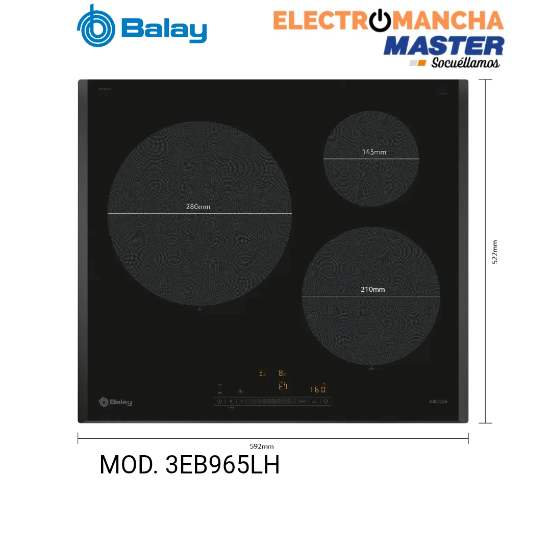 ENCIMERA INDUCCION BALAY 3EB965LH 3 FUEGOS ZONA 28 CM.  2