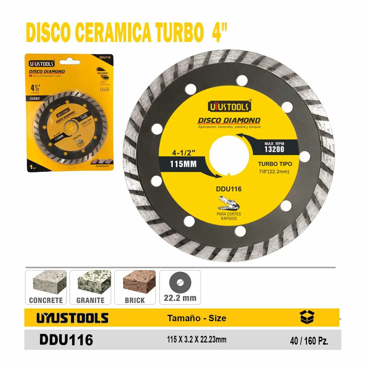 DISCO CERAMICA TURBO UYUST 4" (115mm) 