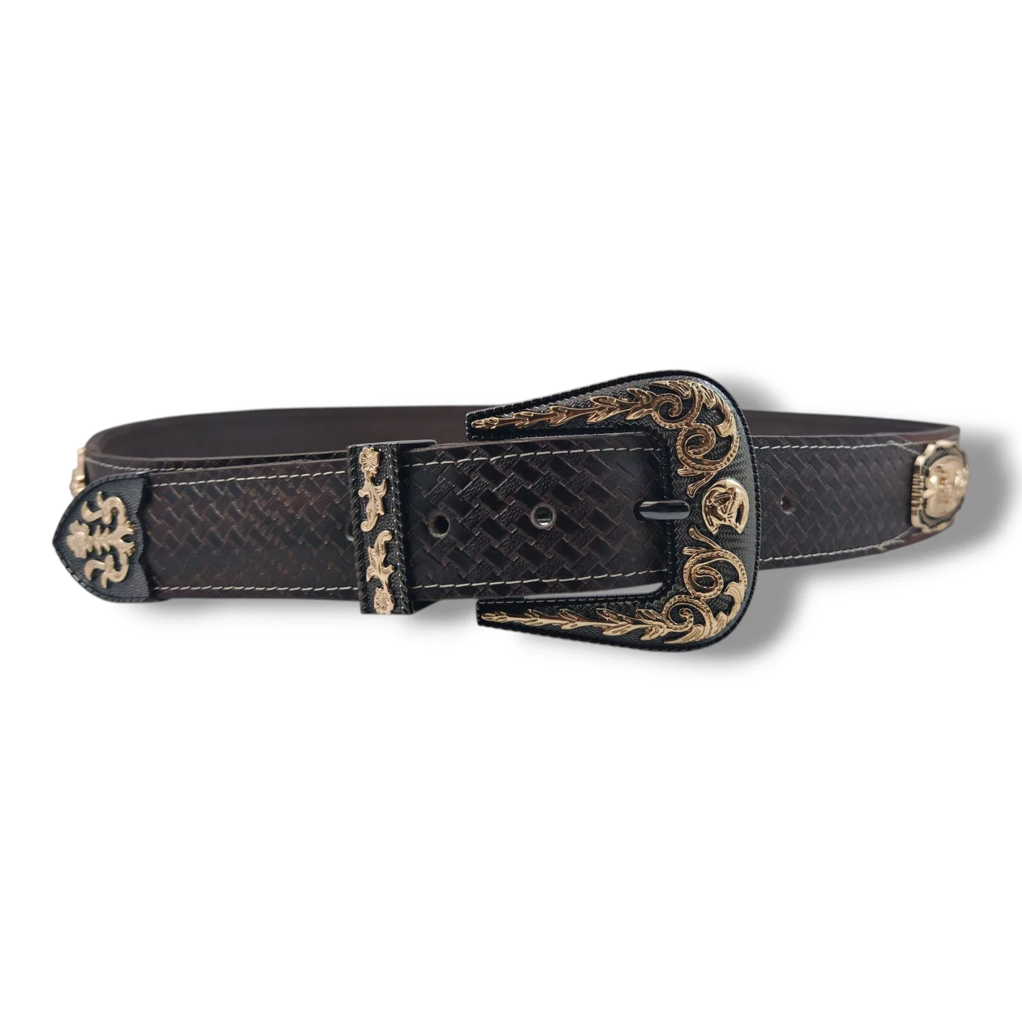 Cinturon vaquero cuero cafe crazy con cafe exotico petate  4