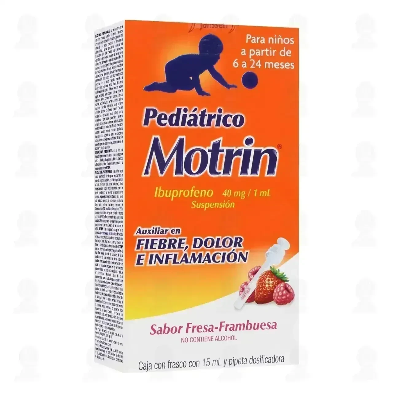 Motrin Pediátrico 40mg/1ml Suspensión en Gotas, Frasco con 15 mililitros (Ibuprofeno)