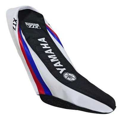 TP XTZ 125 Forro Tapizado cold line negro / blanco / azul / rojo / blanco letrero en medio DW