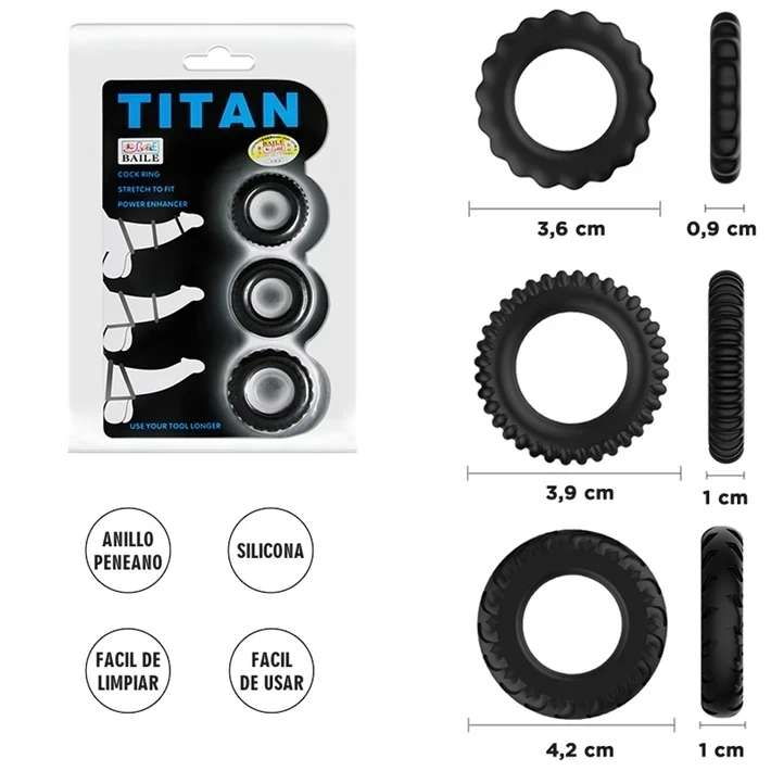 Kit 3 anillos Titan