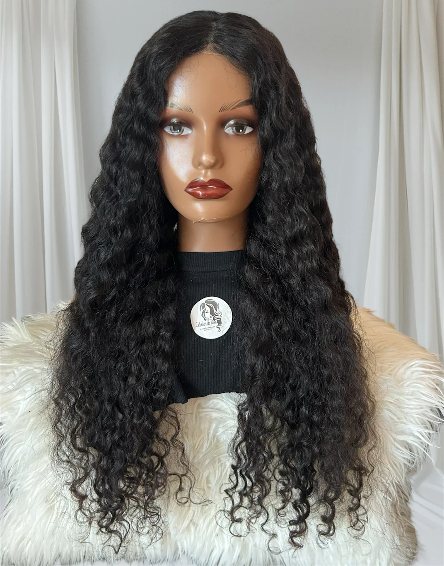 Peluca cabello humano Rizado 30 pulgadas, frontal lace 4x4, densidad alta 2
