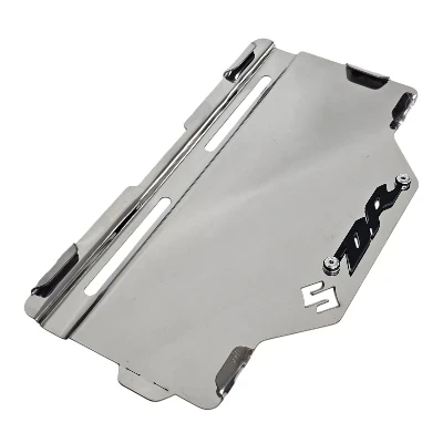 AC DR 150 Porta placa con tornillos ocultos / acero cromado con logo 3d negro ML