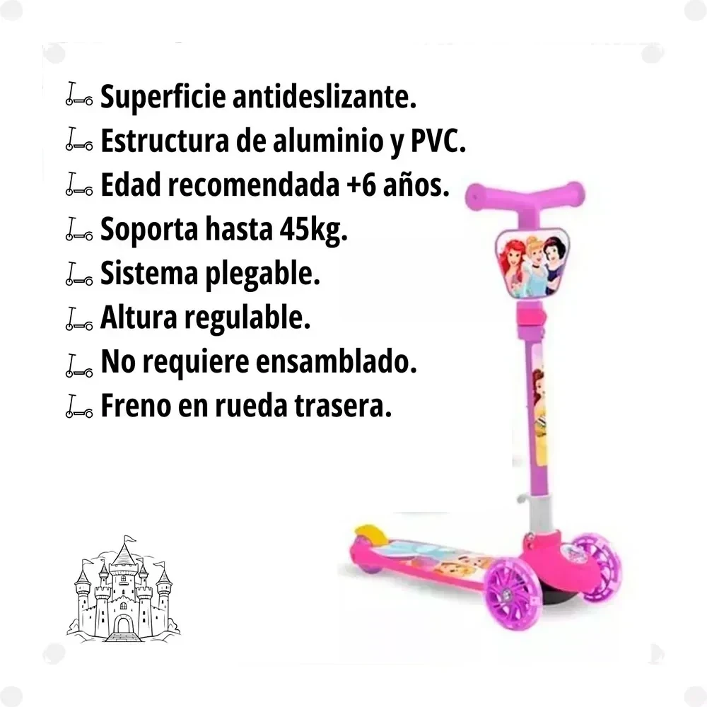 Monopatín Plegable Disney Princesa  Infantil 4