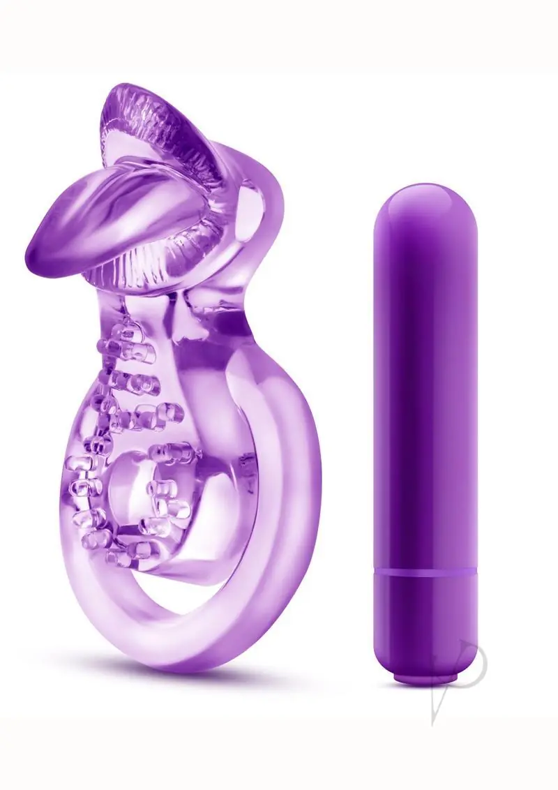 PLAY WITH ME - LICK IT - VIBRATING DOUBLE STRAP CCOCK RING - PURPLE 2