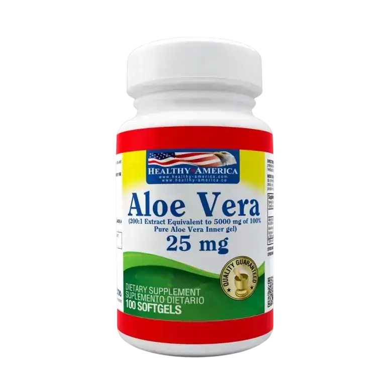 Aloe Vera  25 mg por 100 Softgels Healthy America