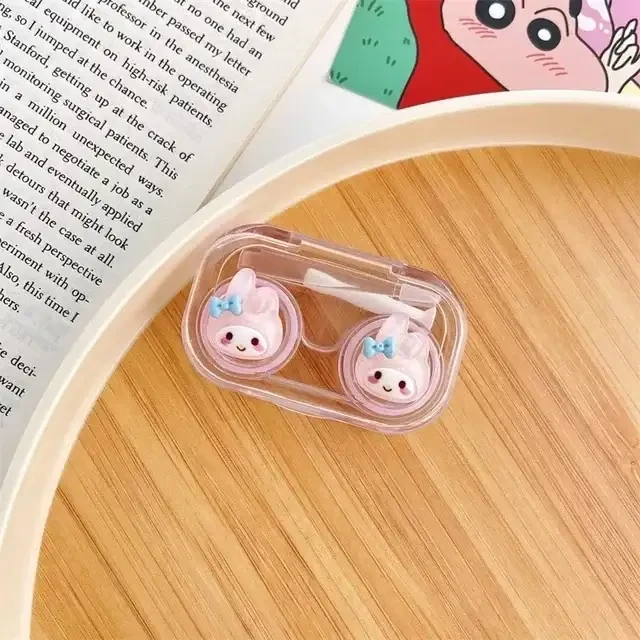 Porta Lentes Transparente Kawaii + Pinza + Aplicador  3