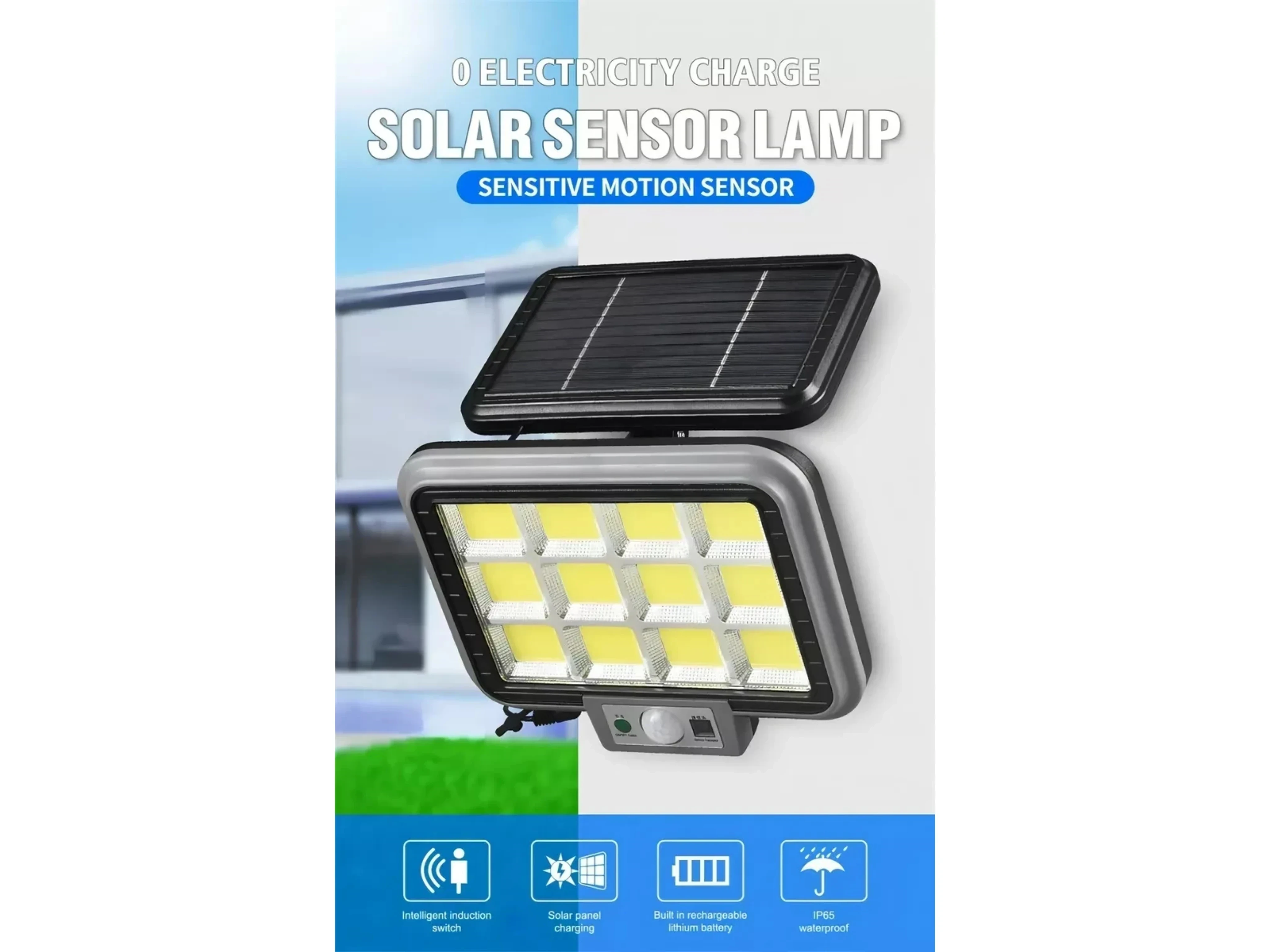 Foco Solar Led 120w, Con Cable 4.7 mt. y Sensor De Movimiento Exterior O Interior 2