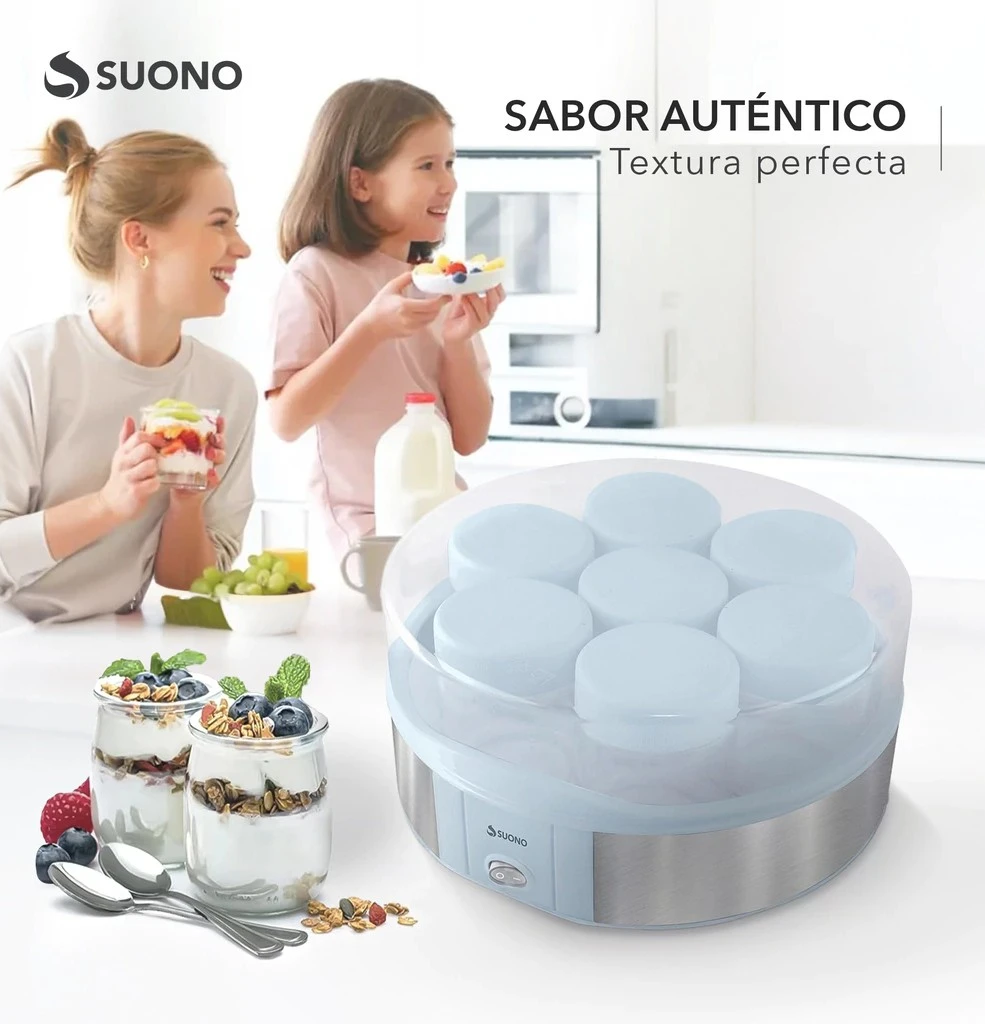 Yogurtera basica Suono 7 vasos de vidrio Celeste 2