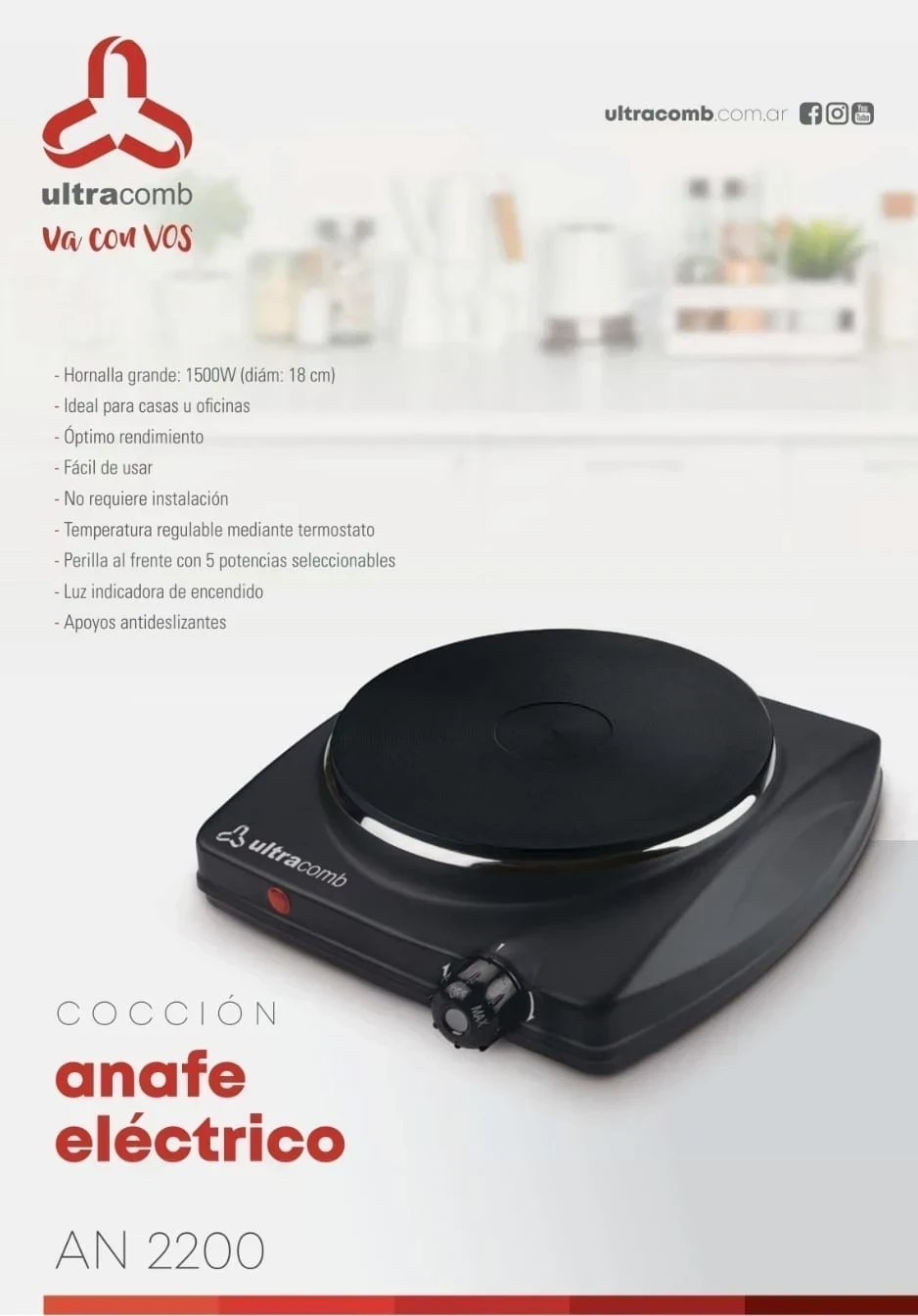 ANAFE ELECTRICO 1 HORNALLA ULTRACOMB 