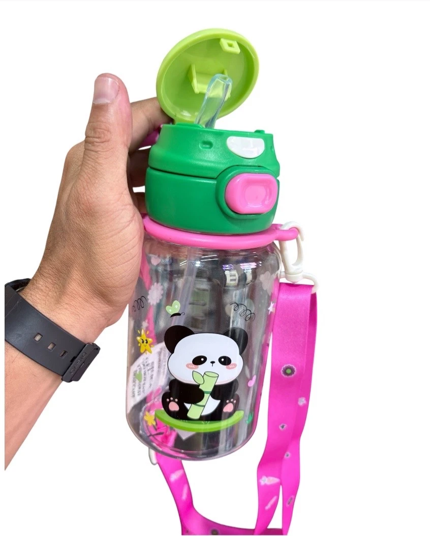Cantimplora Infantil Kawaii Doble Boquilla con Correa Ajustable 7