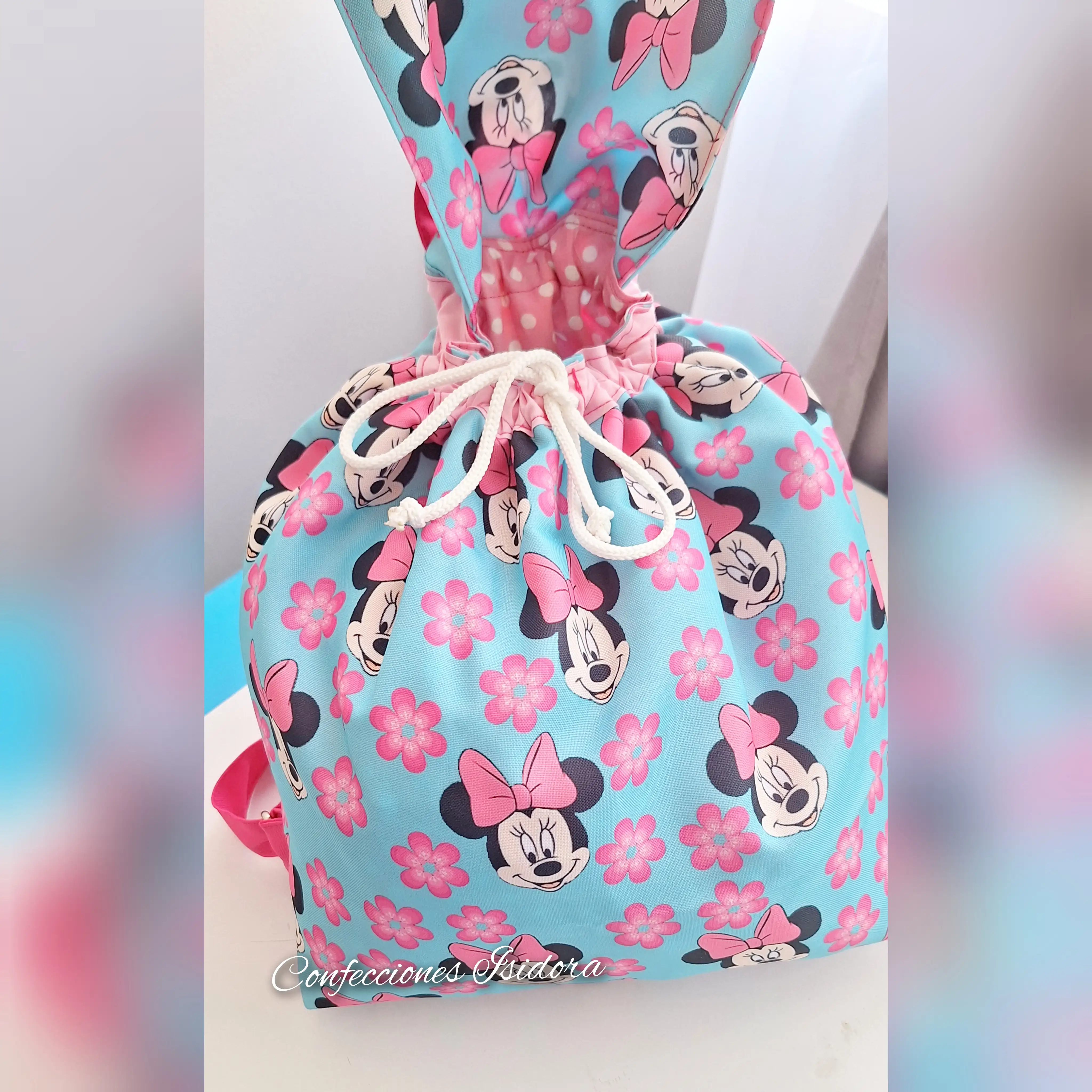 Mochila minnie turquesa  2