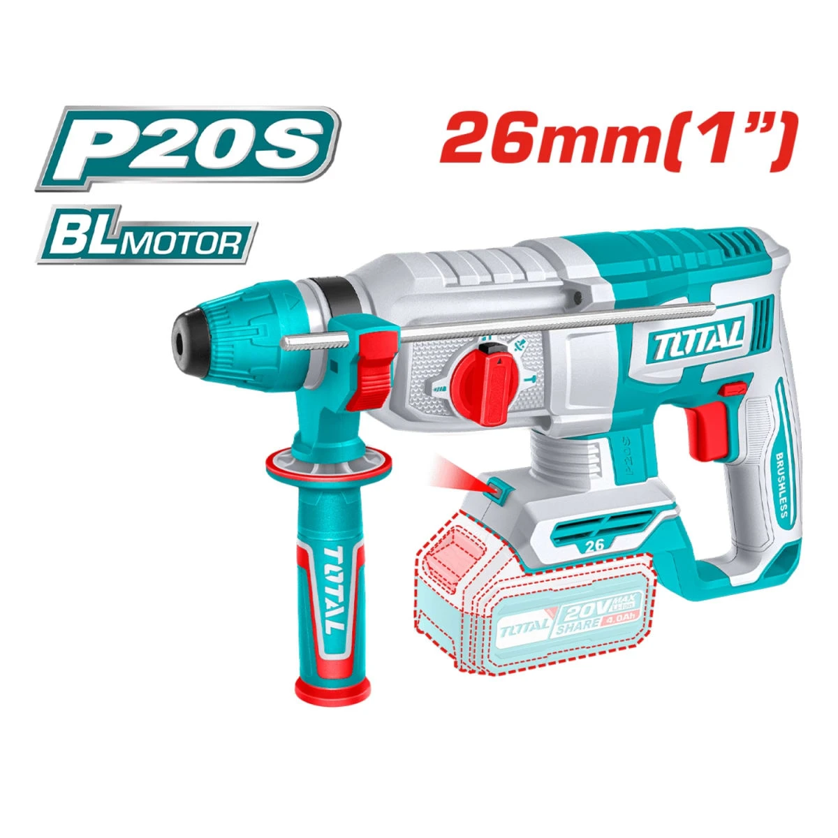 TCKLI20592 Combo taladro 66nm + llave de impacto + rotomartillo + amoladora + linterna total 4