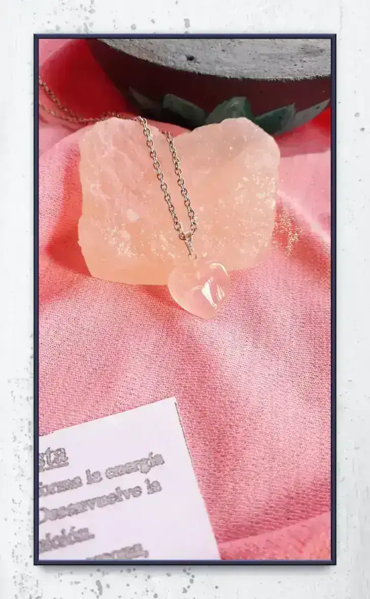 Dije amatista rosa corazón 