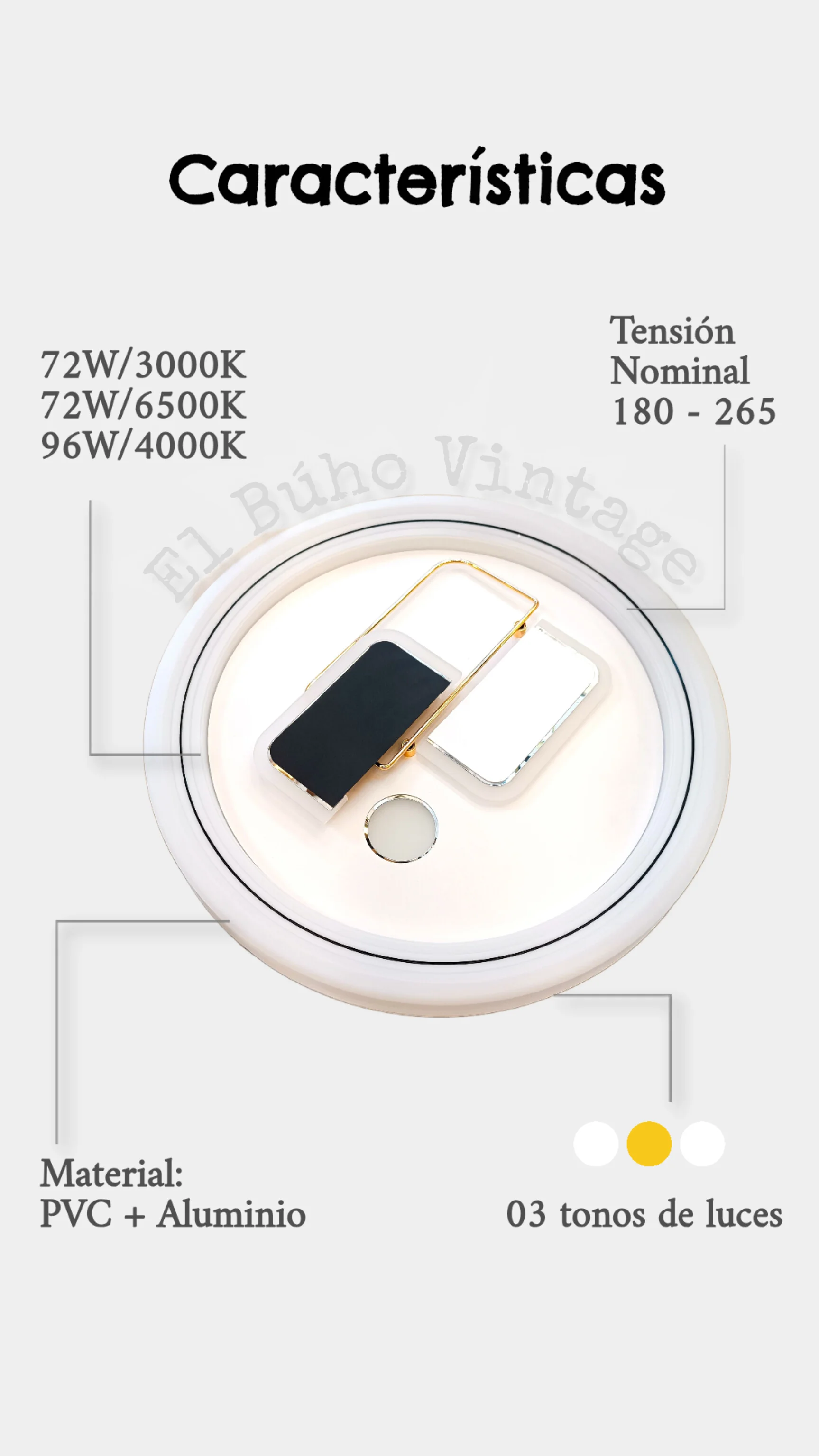 Plafón LED 3 tonos de luces  4