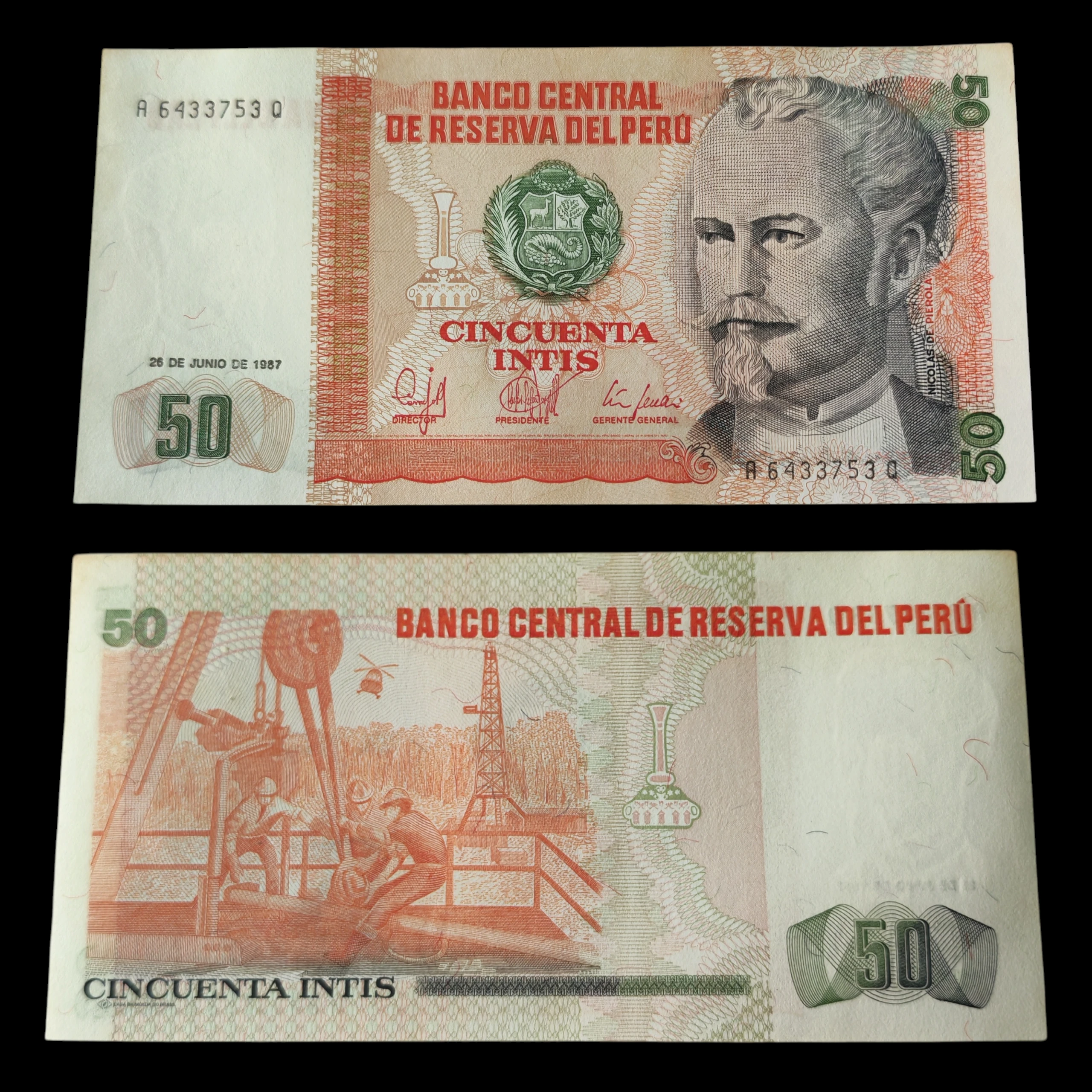 ° Perú 50 intis Aunc 