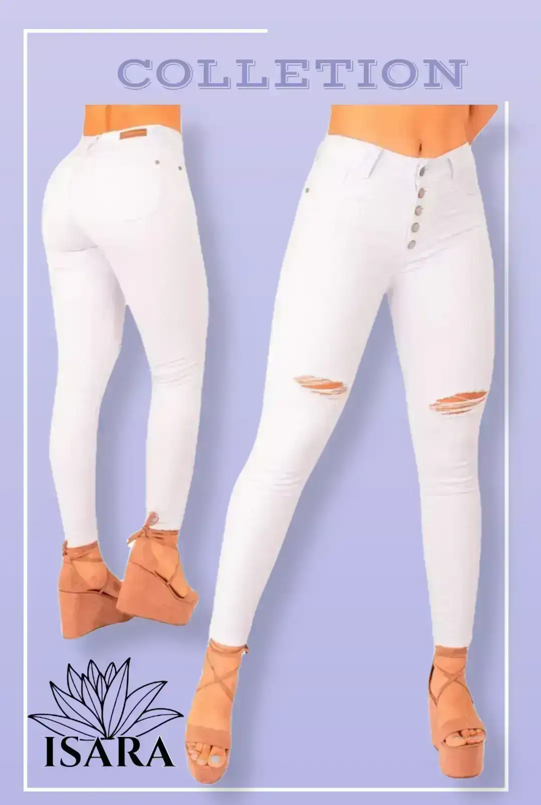 Jeans tiro alto blanco strechs 