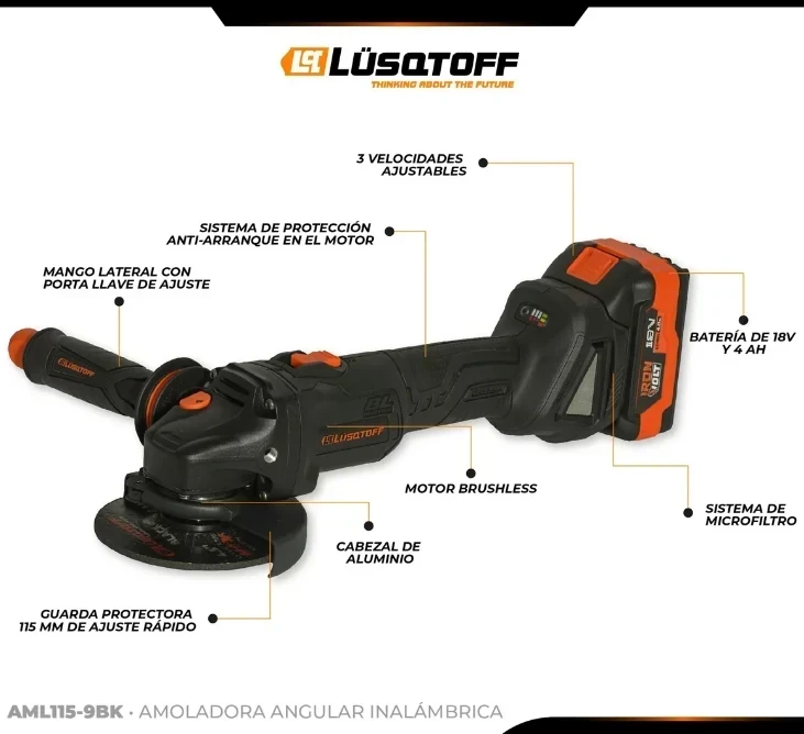 AMOLADORA ANGULAR  INALAMBRICA LUSQTOFF 2