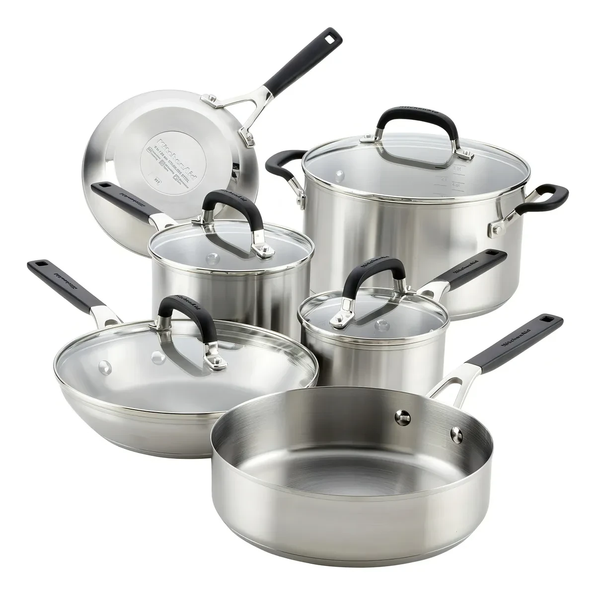 BATERIA DE COCINA 10 PIEZAS KITCHENAID ANTIADHERENTE 71017 ACERO INOX 