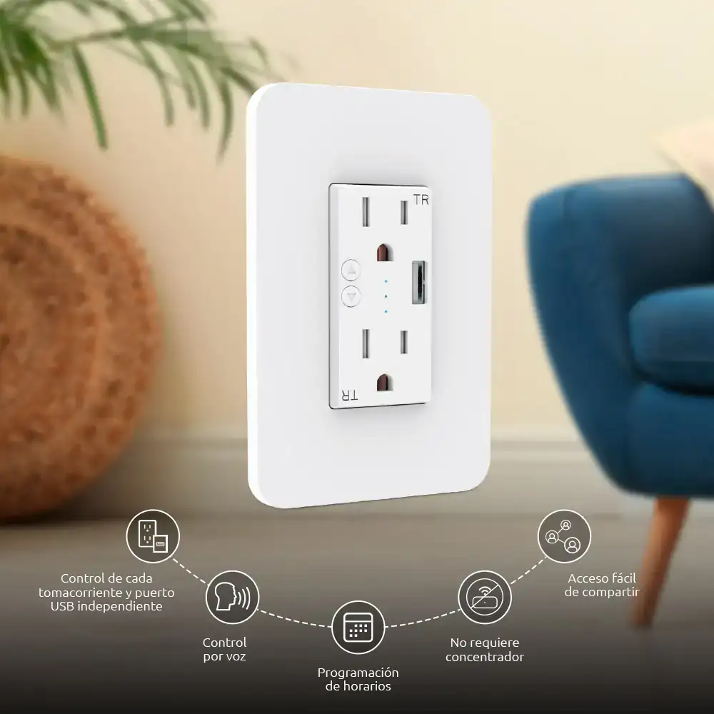 Tomacorriente de pared inteligente USB wifi 9965