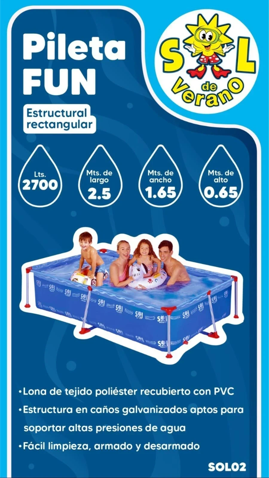 PILETA ESTRUCTURAL SOL 2.700LTS