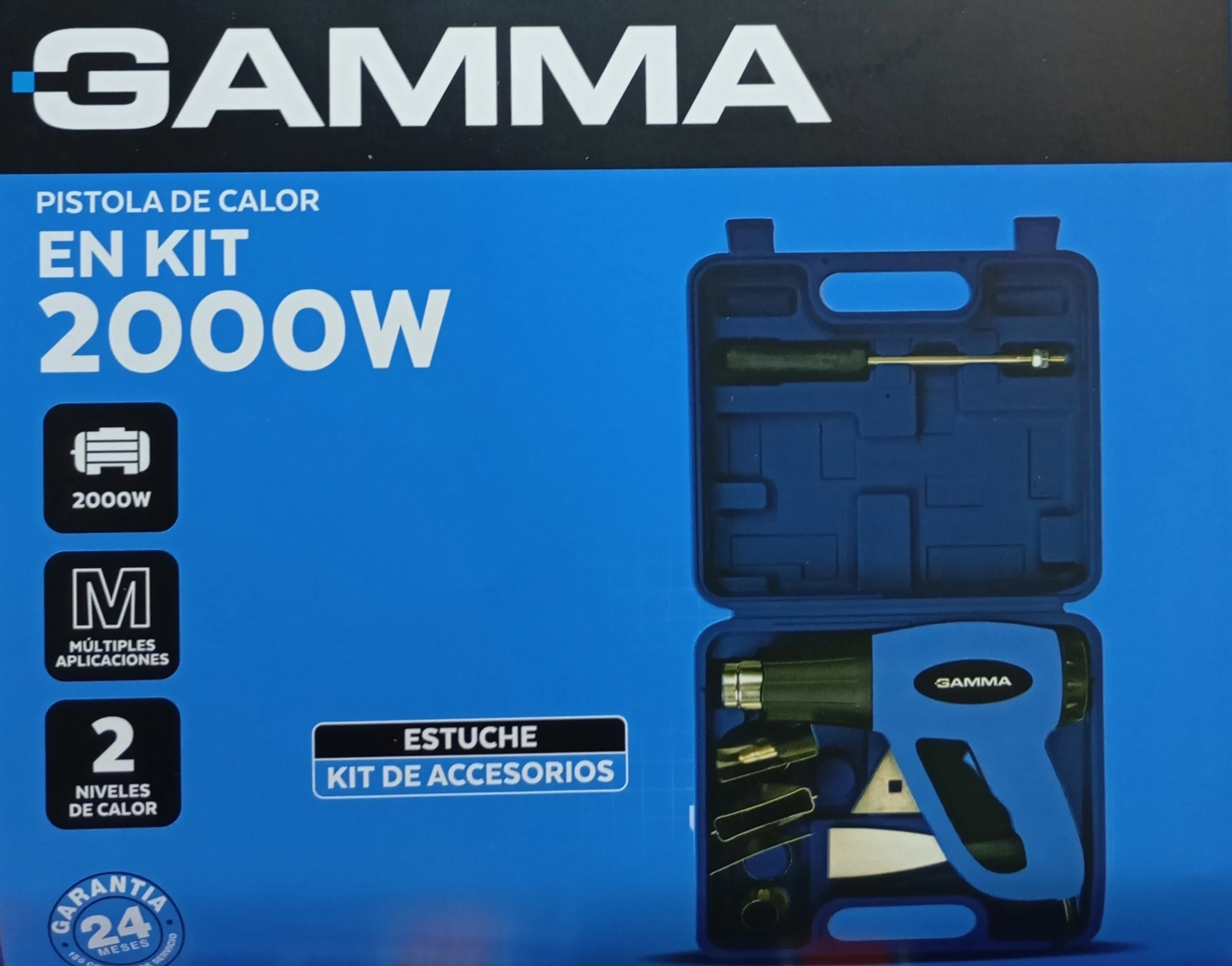 KIT PISTOLA DE CALOR GAMMA 2000W CON ACCESORIOS 