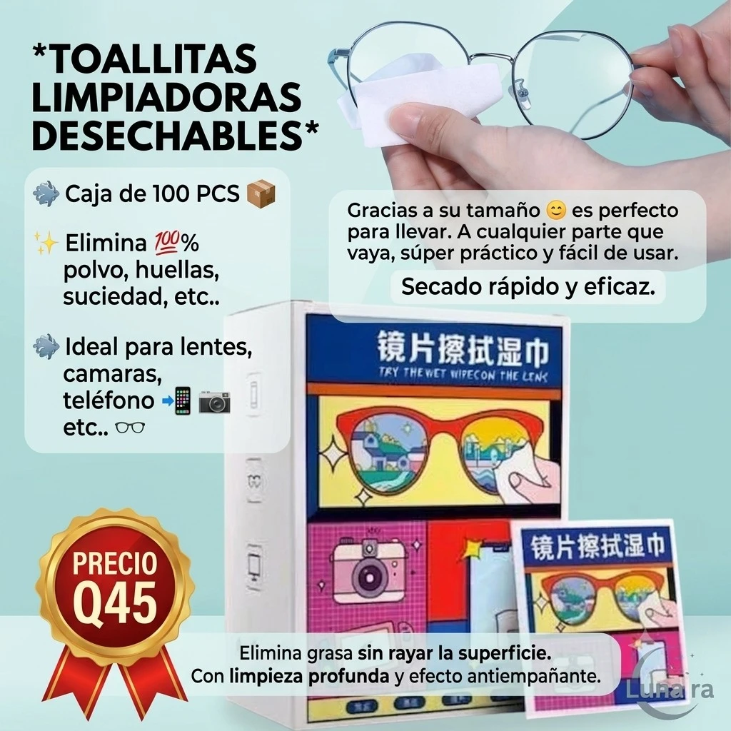 TOALLITAS LIMPIADORAS DESECHABLES 