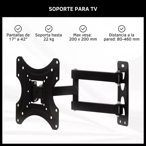 SOPORTE PARA TV CON BRAZO SOPORTA 17" a 42"