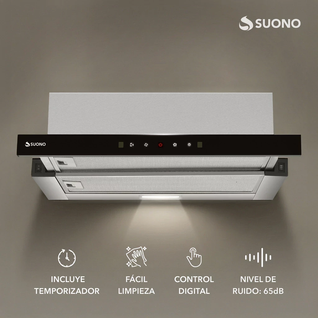 Campana SUONO Extractora Extensible Retráctil 60 cm Purificadora 130W
