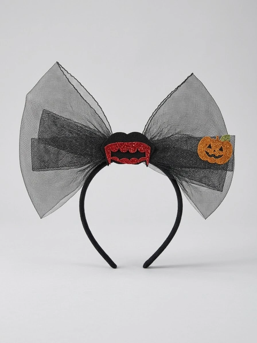 Vincha Halloween moño tul con adorno  4